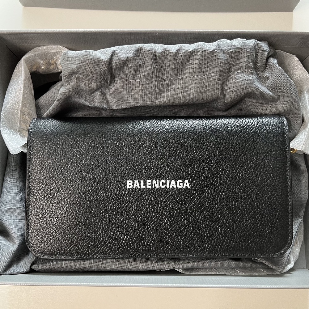BALENCIAGA Bifold Wallet with Chain Strap